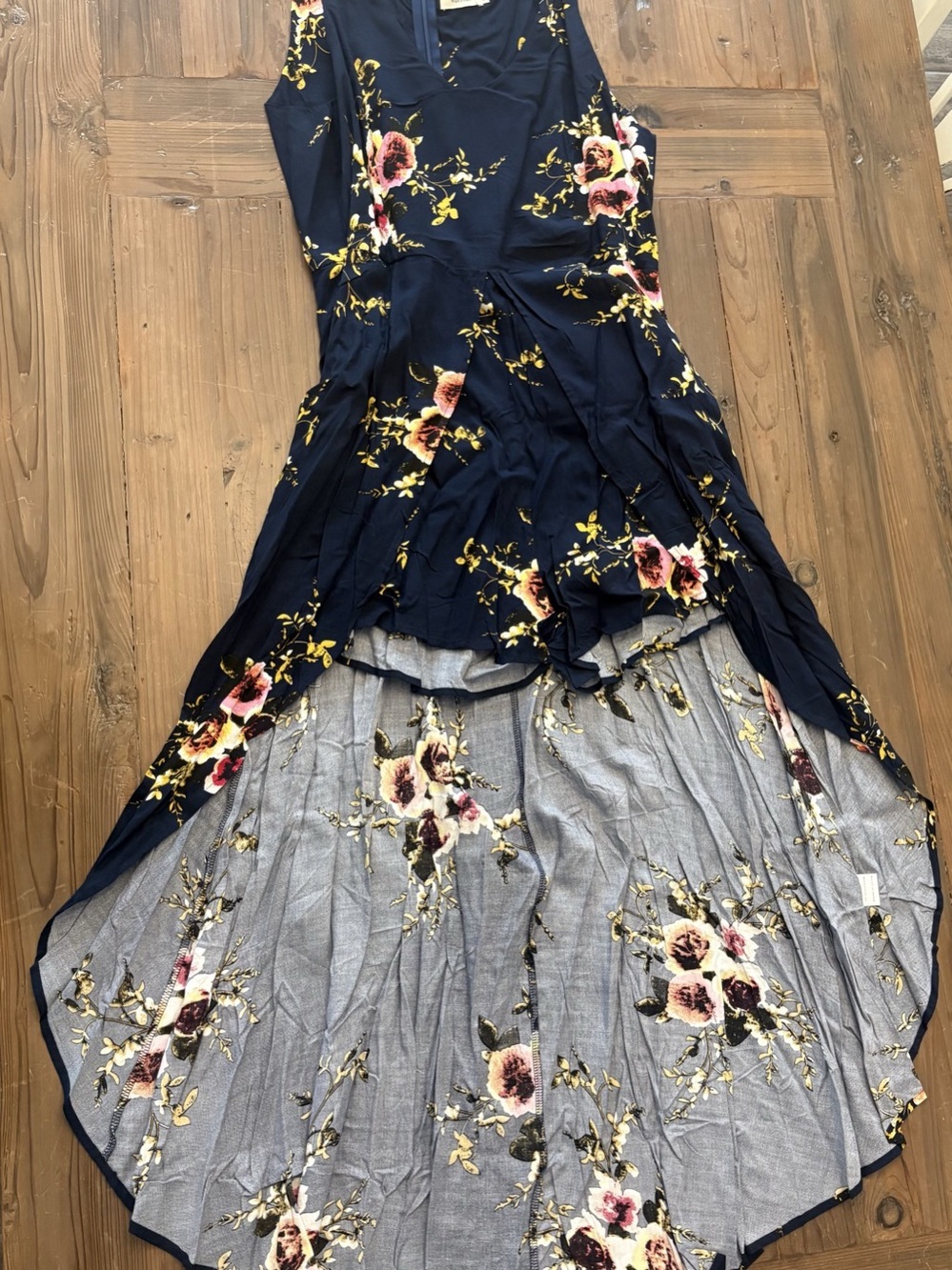 NWT KorMei Navy Blue Floral Maxi Romper Dress - Size M